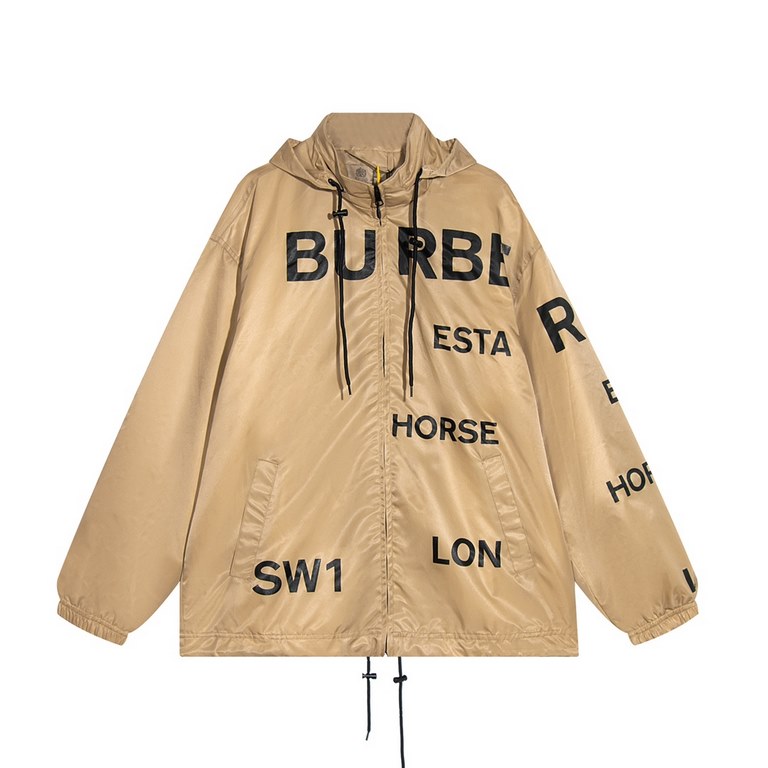 P335 top quality Burberr Burberry 2023 fall and winter new chest printed bbr logo letters back printed exquisite war horse logo hooded punch jacket jacketColor khakiSize XS-L