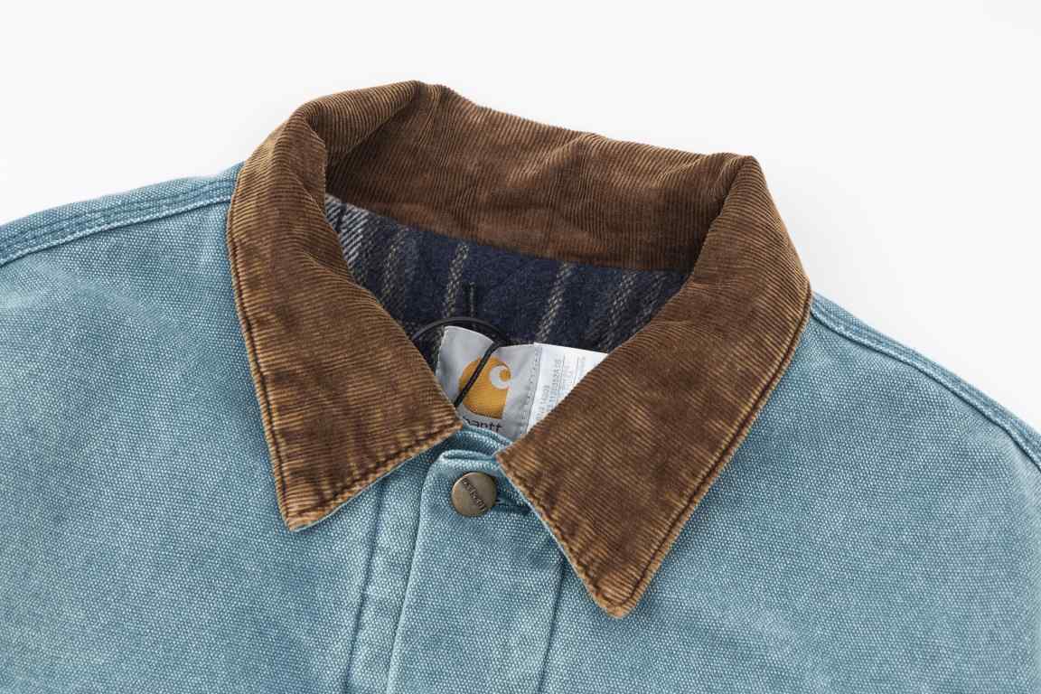 300  (top quality heavy duty ceiling)[Vintage Aged Heavy Washed Carhartt Vintage 90S -J10 Detroit Trucker Jacket Tri-Color Heavy Duty Jacket Padded Jacket]The fabric is made of 400 grams of high-quality cotton canvas - l