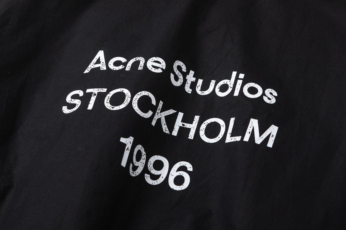 P395#Acne StudiosEcne 23 fall and winter 1996 letters loose zipper men and women with the same paragraph thickened cotton jacketColor blackSize S M L