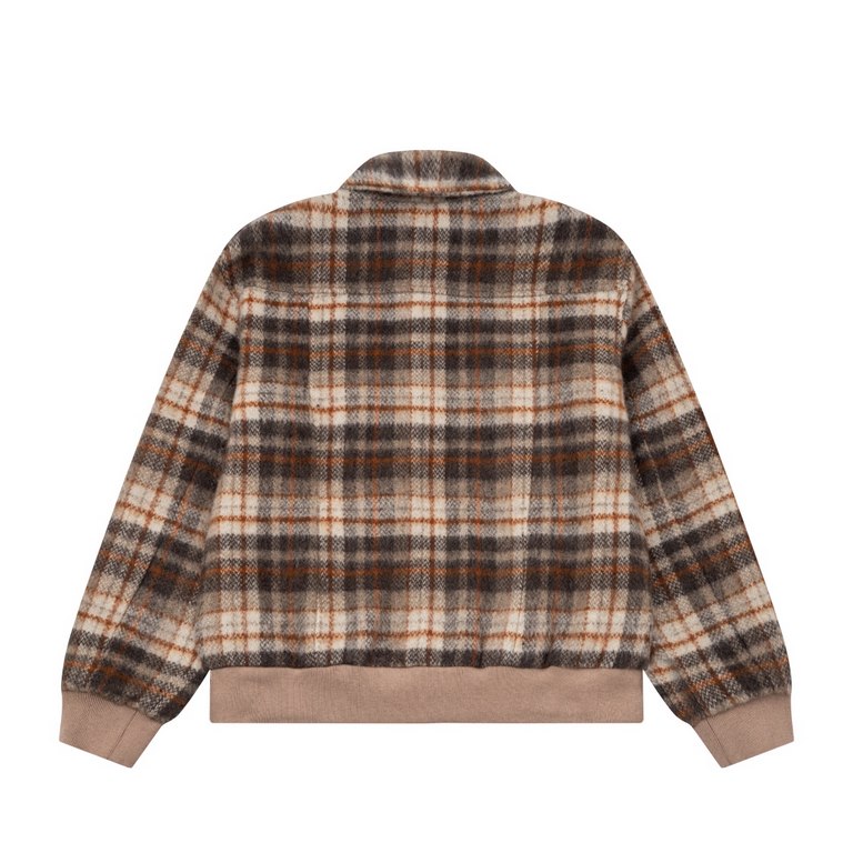 p465 Ceine 2023 FW fall and winter newPlaid lapel long-sleeved jacketCustomized tweed fabricLogo embroidery on front chestBrown color for added ambianceRibbed knit at the hem of the sleevesSlightly loose fit Not too fuss