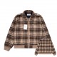 p465 Ceine 2023 FW fall and winter newPlaid lapel long-sleeved jacketCustomized tweed fabricLogo embroidery on front chestBrown color for added ambianceRibbed knit at the hem of the sleevesSlightly loose fit Not too fuss