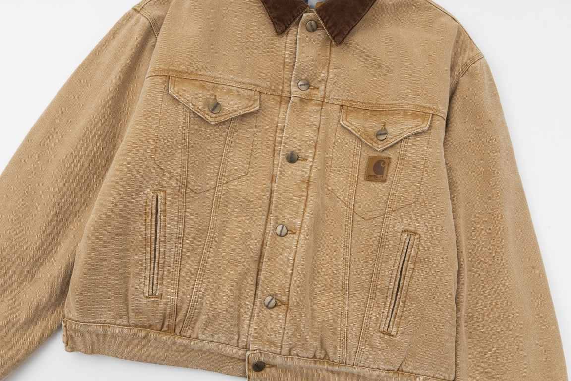 300  (top quality heavy duty ceiling)[Vintage Aged Heavy Washed Carhartt Vintage 90S -J10 Detroit Trucker Jacket Tri-Color Heavy Duty Jacket Padded Jacket]The fabric is made of 400 grams of high-quality cotton canvas - l