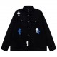 P 310 (top version, differentiated)Chrome Hearts Leather Cross Patch Leather Embroidered Shirt Jacket !OS fit can be worn by both men and women! The fabric is made of twill yarn carded cotton! The grain is clear and smoo