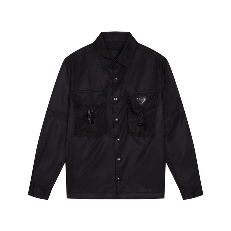 P315,PRADA 2023ss Re-Nylon Recycled Nylon Jacket Two Ways to Wear Removable Sleeves, Transforms into a Short Sleeve Shirt in a SecondSIZE XSSMLThis minimalist jacket expresses a modern attitude in Re-Nylon, a recycled ny