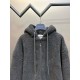 p455 Celine Celine Studded Hooded JacketFabric customized Stussy high quality 500 grams of lamb wool, lining custom reflective material 20D tweed fabric, simple and generous design with the elements of the hat willow nai