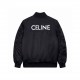 P365Celine 2023 Fall and Winter New Men's Baseball Pilot Jacket Cotton Jacket, Classic Back Letter Printing Sleeve Side Pockets Netroots on the body High-quality Men and Women's modelsXS S M L