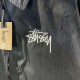 320 Stussy Stussy 23Fw Washed and Aged Embroidered Lapel Coach Jacket Cotton Coat Jacket Stussy Winter New Recommendations Lapel Coach Jacket Loose Fit Lapel Zipper Hem Drawstring Fabric washed and aged Texture Gray and 