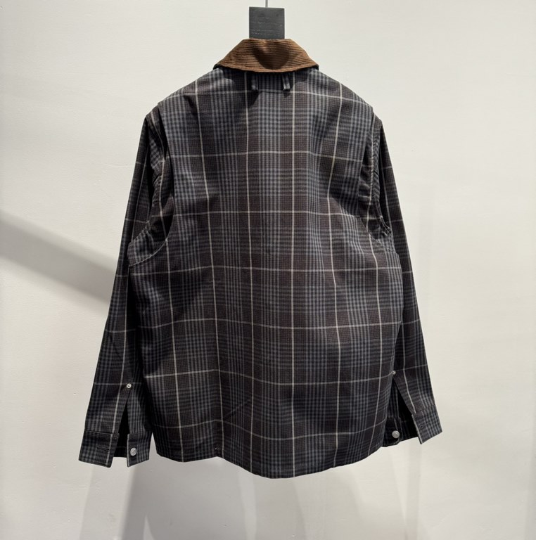 410 Dior Dior 23FW FallWinter New Plaid Long Sleeve Lapel Denim JacketSIZE 46485052Customized dark plaid cotton canvas, curry corduroy collar, details hem slant pockets design, branded black leather badge embellishment, 