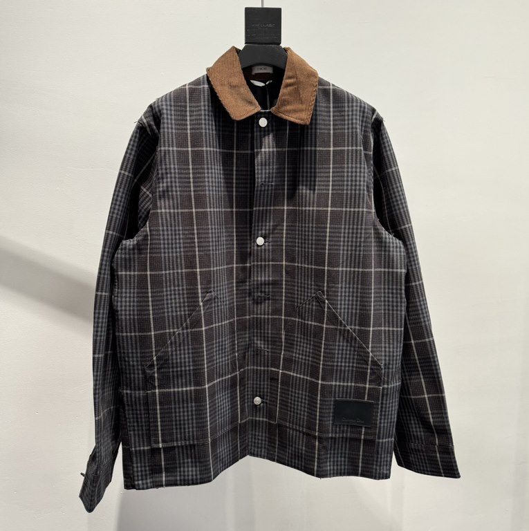 410 Dior Dior 23FW FallWinter New Plaid Long Sleeve Lapel Denim JacketSIZE 46485052Customized dark plaid cotton canvas, curry corduroy collar, details hem slant pockets design, branded black leather badge embellishment, 