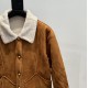 500 CELINE CELINE 23FW fall and winter new meridian vintage gold button brown lamb wool short jacketSIZE 36384042