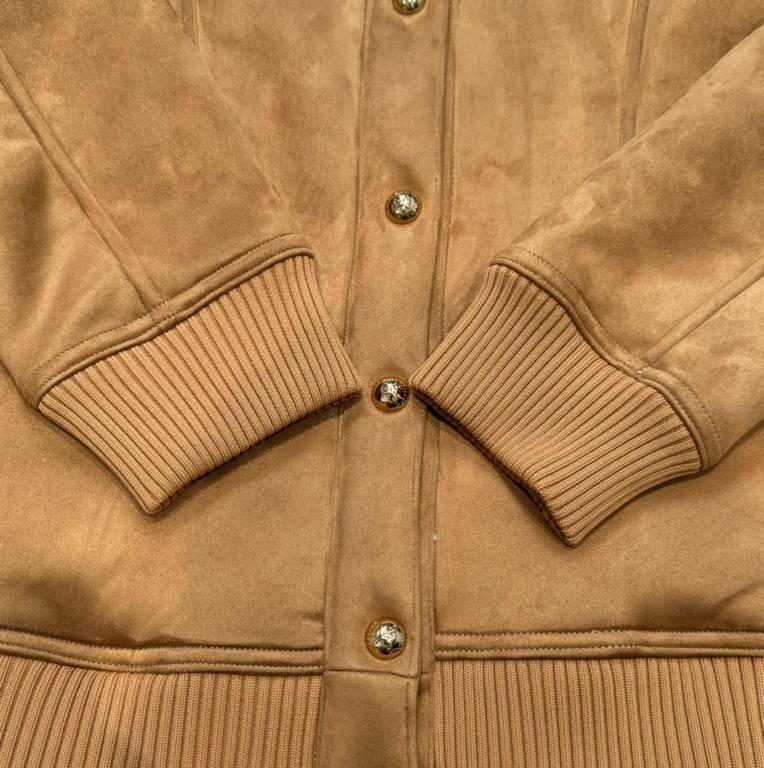 500 CELINE CELINE 23FW fall and winter new meridian vintage gold button brown lamb wool short jacketSIZE 36384042