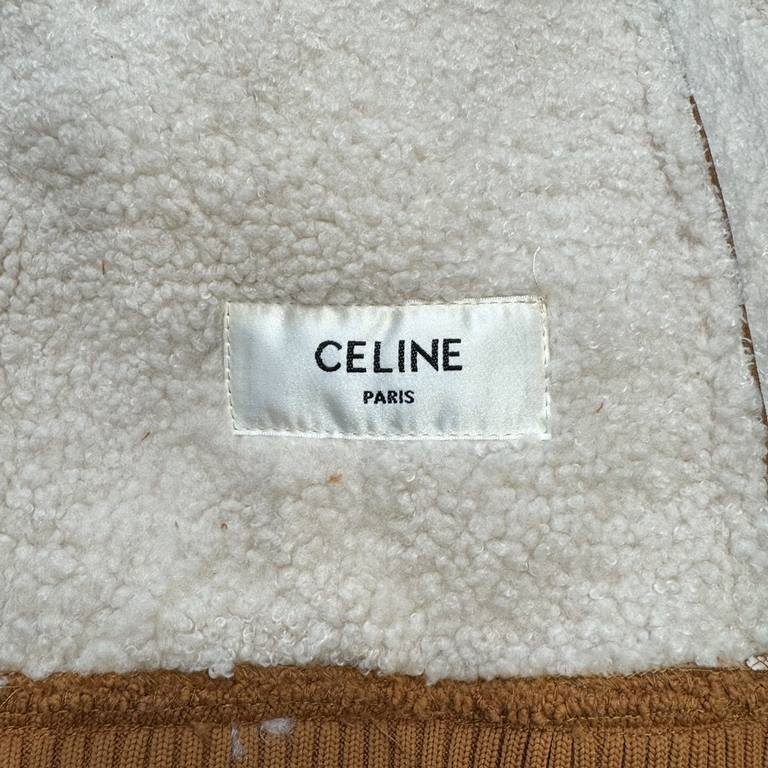 500 CELINE CELINE 23FW fall and winter new meridian vintage gold button brown lamb wool short jacketSIZE 36384042