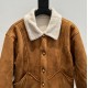 500 CELINE CELINE 23FW fall and winter new meridian vintage gold button brown lamb wool short jacketSIZE 36384042