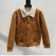 500 CELINE CELINE 23FW fall and winter new meridian vintage gold button brown lamb wool short jacketSIZE 36384042