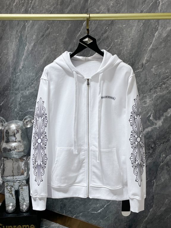 220 Chrome Hearts FallWinter2023 Counter synchronized  Chrome Hearts Pink Sword Short Sleeve Zipper SweatshirtImproved customized version 1 to 1 high gram weight quality fabricsRecommended colors white blackSize S, M, L,