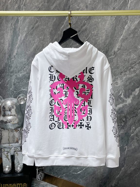 220 Chrome Hearts FallWinter2023 Counter synchronized  Chrome Hearts Pink Sword Short Sleeve Zipper SweatshirtImproved customized version 1 to 1 high gram weight quality fabricsRecommended colors white blackSize S, M, L,