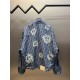 p495 Dior TEARS Floral Zip Jacket CoatExpertly crafted from cotton denim, it's decorated with a laser-drawn Oblique print layered with cotton-shaped detailing that showcases the co-branded collection's Peace Sign motif. 