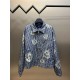 p495 Dior TEARS Floral Zip Jacket CoatExpertly crafted from cotton denim, it's decorated with a laser-drawn Oblique print layered with cotton-shaped detailing that showcases the co-branded collection's Peace Sign motif. 