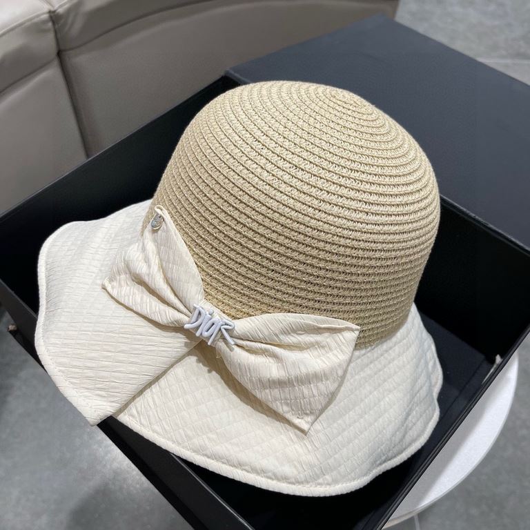 DIOR Dior 2023 fisherman's hat new sun hat sunscreen UV large brim hollow cover face show face small sun hat summer