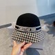 Specials￥Dior Dior Autumn and Winter Tweed Hat, Color Blocking Bowler Hat, 100% Wool Fabric% Head Circumference 57cm