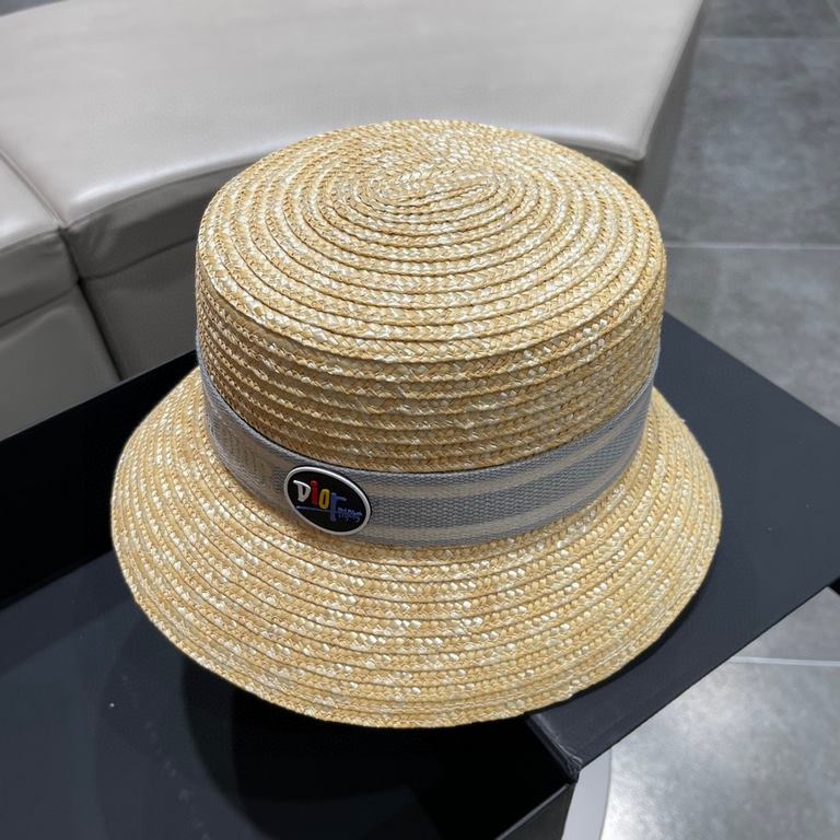 Dior Dior spring and summer new Korean version of the net red pop models straw hat, sun hat, beach sun hat cap, celebrity style, with webbing