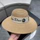 Dior Dior Straw Hat, Sun Hat, Beach Sun Hat Cap, Celebrity Style, With Webbing Headband 57cm