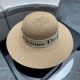 Dior Dior Straw Hat, Sun Hat, Beach Sun Hat Cap, Celebrity Style, With Webbing Headband 57cm