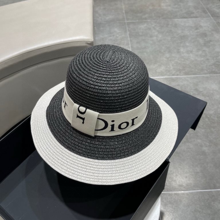 DIOR Dior 2023 early spring new Korean version of the casual straw hat   new models round top fine straw bowler hat straw hat [love] [love] workmanship details fine, simple and generous, versatile single product ~ out of