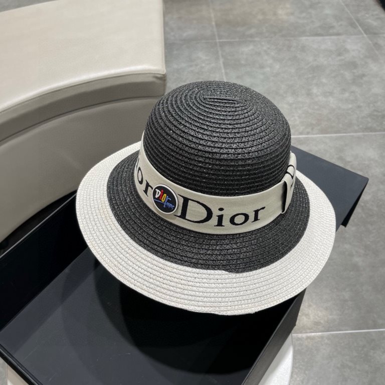 DIOR Dior 2023 early spring new Korean version of the casual straw hat   new models round top fine straw bowler hat straw hat [love] [love] workmanship details fine, simple and generous, versatile single product ~ out of