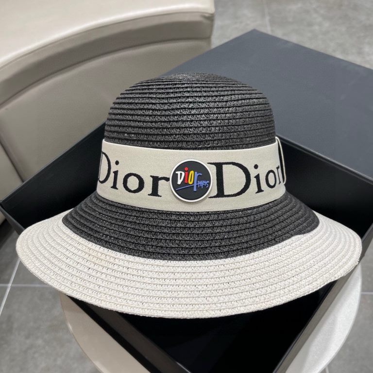 DIOR Dior 2023 early spring new Korean version of the casual straw hat   new models round top fine straw bowler hat straw hat [love] [love] workmanship details fine, simple and generous, versatile single product ~ out of