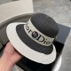 DIOR Dior 2023 early spring new Korean version of the casual straw hat   new models round top fine straw bowler hat straw hat [love] [love] workmanship details fine, simple and generous, versatile single product ~ out of