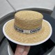 DIOR   Dior spring and summer new flat top straw hat   straw woven flat top sun shading straw hat is very breathable   beach wind, simple and generous, versatile single product ~ out of the street preferred, the new cap 