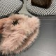 Dior Dior imitation fur mink hair hat women's fall and winter plush fisherman hat khaki senior show face small warm ear protection thunderbolt hat