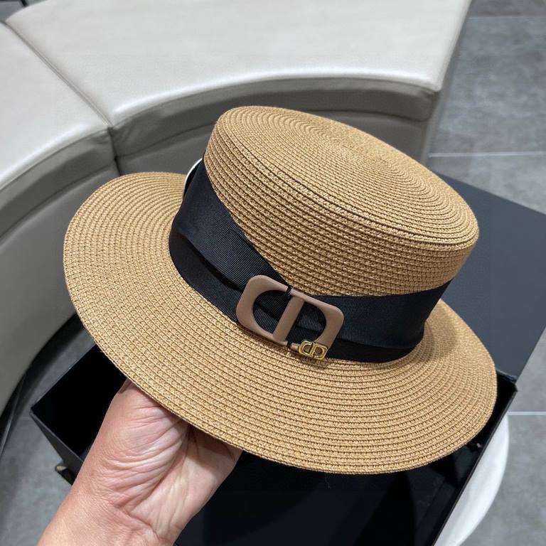 Dior Dior straw hat, celebrity style sun hat, made of fine straw, foldable, head circumference 57cm