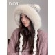 DIOR Dior colorful knitted wool ear protection thunderbolt hat women's autumn and winter warm padded and thickened show face small tie hairball set of headcaps