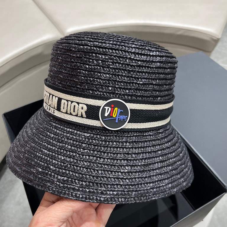 Dior Dior spring and summer new Korean version of the net red pop models straw hat, sun hat, beach sun hat cap, celebrity style, with webbing