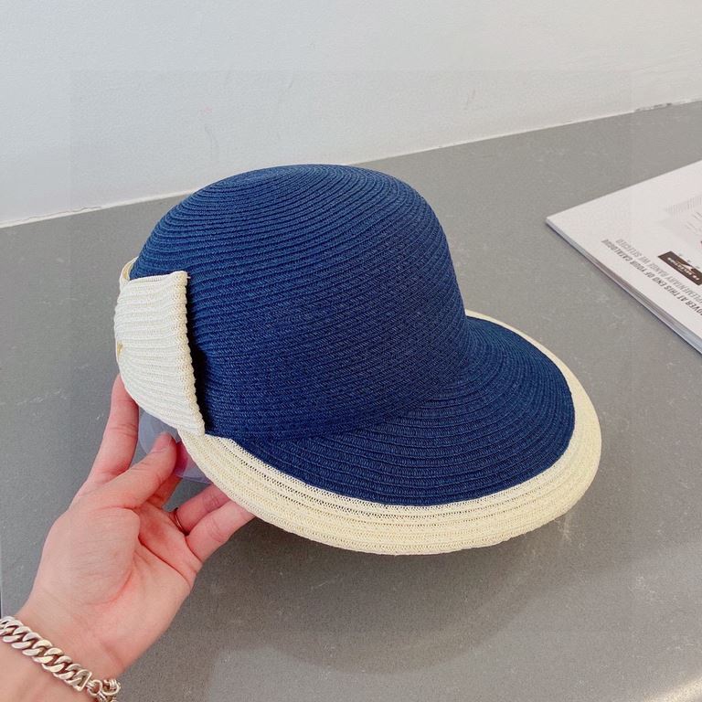 ￥Dior Dior Dior Duck Tongue Straw Hat, Sun Hat, Color Blocking Design, Head Circumference 57cm