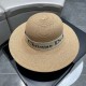 Dior Dior Straw Hat, Sun Hat, Beach Sun Hat Cap, Celebrity Style, With Webbing Headband 57cm