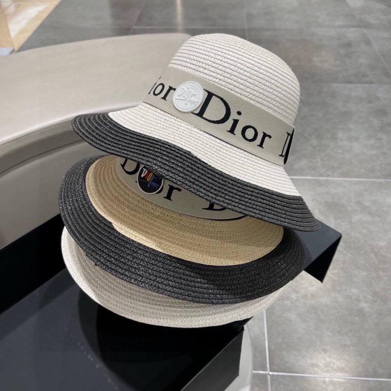 DIOR Dior 2023 early spring new Korean version of the casual straw hat   new models round top fine straw bowler hat straw hat [love] [love] workmanship details fine, simple and generous, versatile single product ~ out of