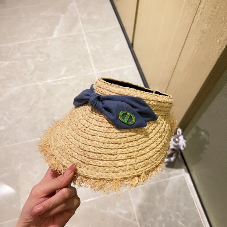 with dust bag [Dior Dior] 2023 new raffia pop sun hat hollow cap, big name shipment, super convenient! Good ride! Out on the street must