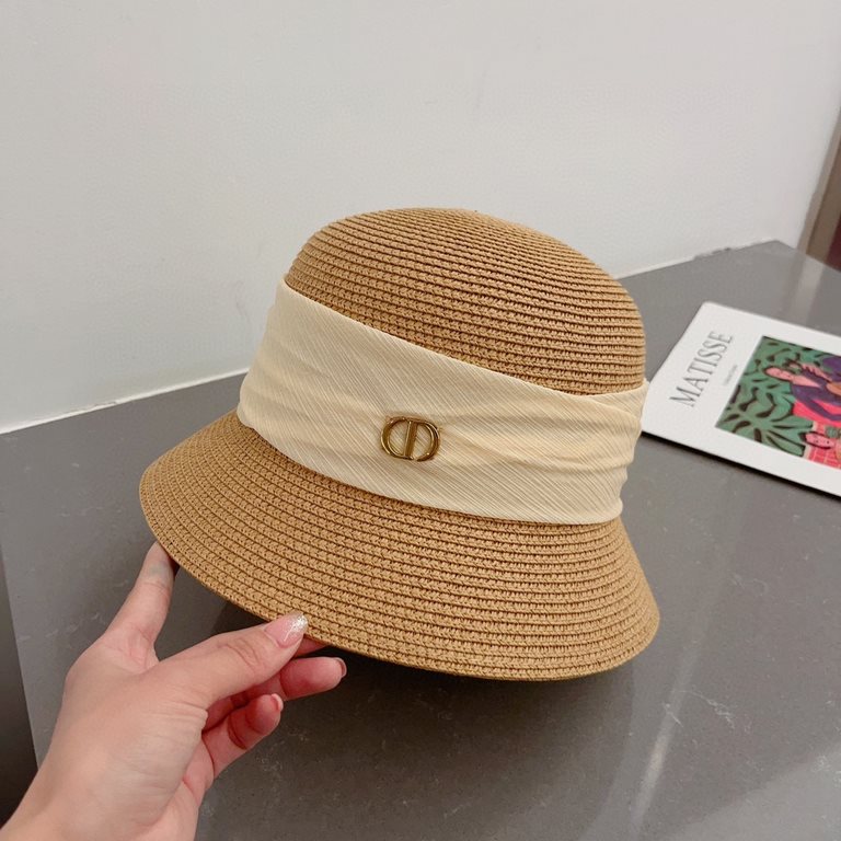 Dior Dior new straw hat, celebrity style bowler hat, head circumference 57cm