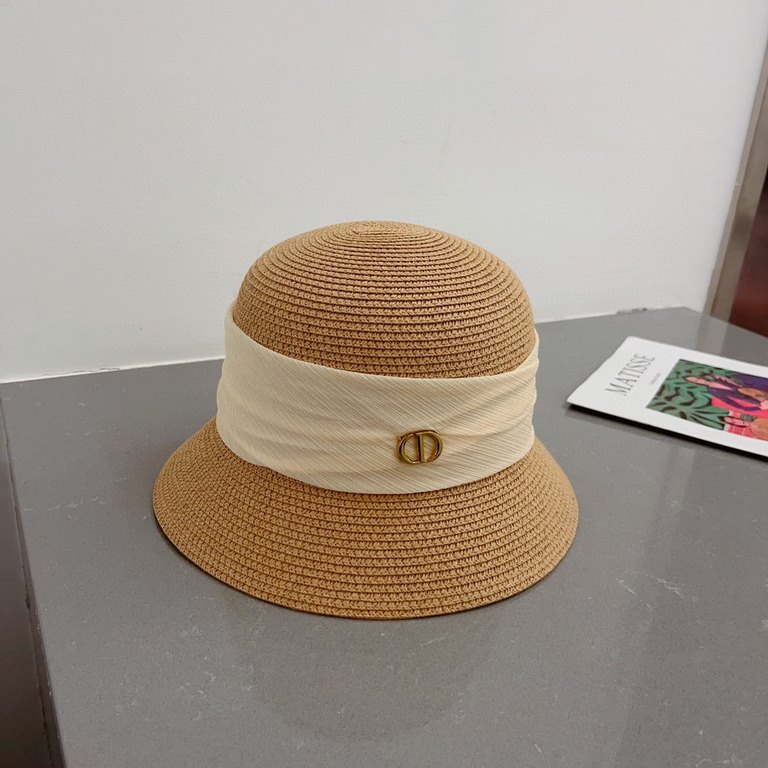 Dior Dior new straw hat, celebrity style bowler hat, head circumference 57cm