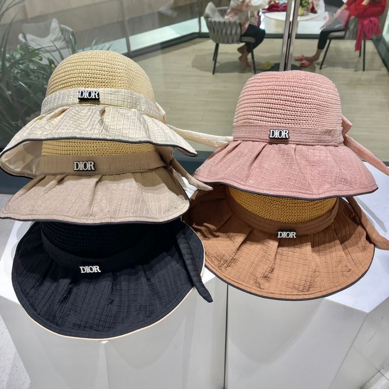 DIOR Dior vinyl sun hat women's UV shielding face show face small large brim beach fisherman hat foldable sun hat