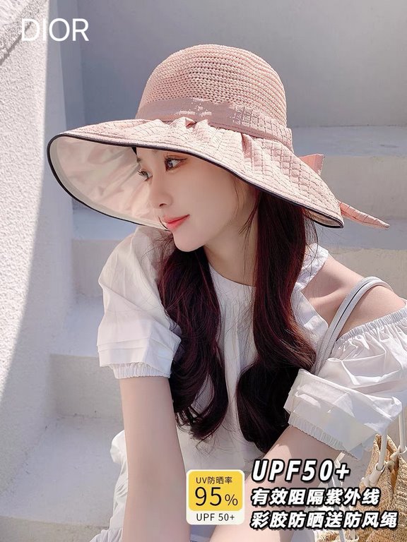 DIOR Dior vinyl sun hat women's UV shielding face show face small large brim beach fisherman hat foldable sun hat