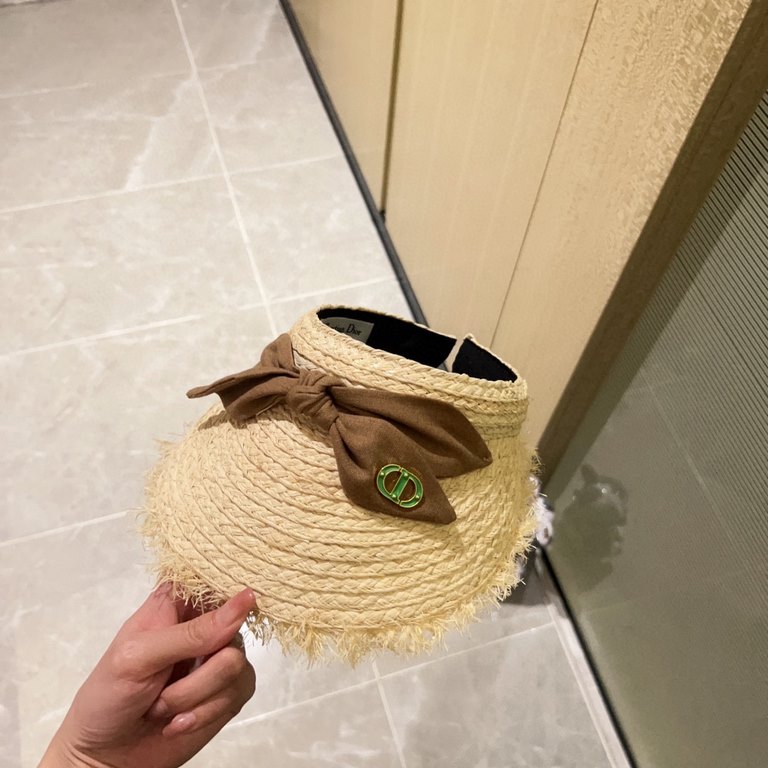 with dust bag [Dior Dior] 2023 new raffia pop sun hat hollow cap, big name shipping, super convenient! Good ride! Out on the street must