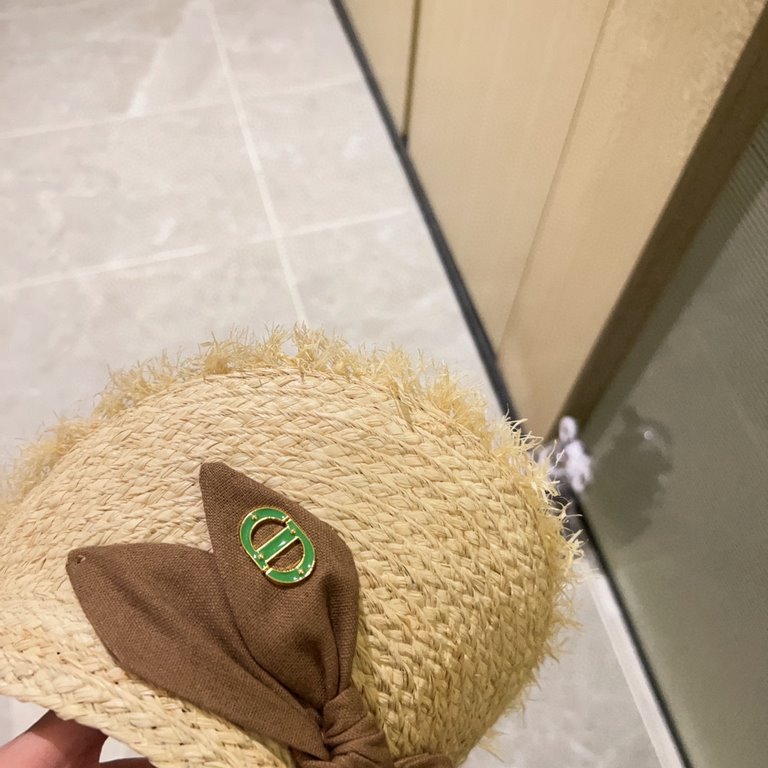 with dust bag [Dior Dior] 2023 new raffia pop sun hat hollow cap, big name shipping, super convenient! Good ride! Out on the street must