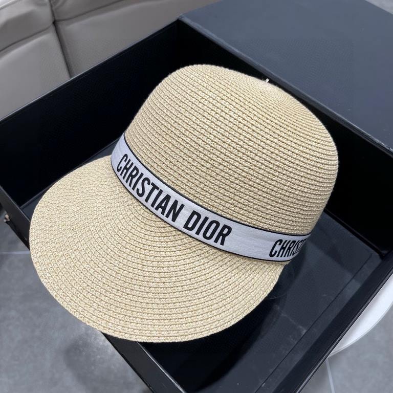 Dior Dior duckweed straw hat, sun hat, color blocking design, head circumference 57cm