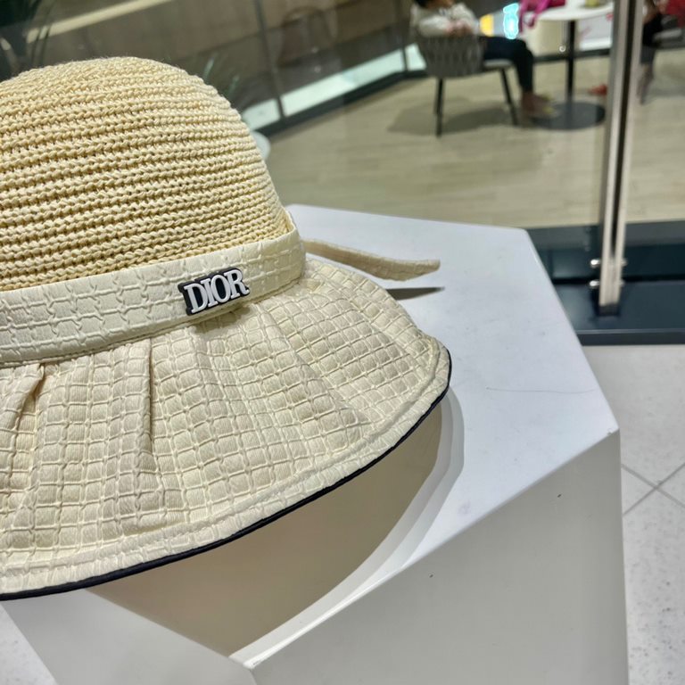 DIOR Dior vinyl sun hat women's UV shielding face show face small large brim beach fisherman hat foldable sun hat