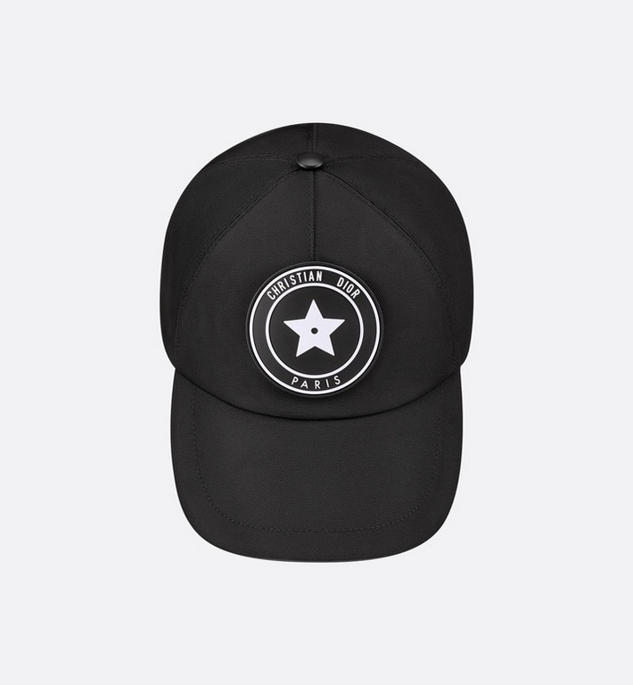 DIOR PARIS new baseball capA new staple accessory for this season, crafted in a black blend with black and white rubberized logo patches and a tonal adjustable strap and logo at the back, it can be paired with a wide ran