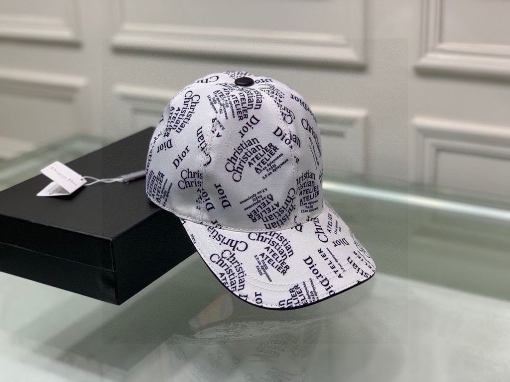 With box bag, Dior (Dior) new original single baseball cap, Christian Dior silk screen, retro flavor, counter out of stock popular, 11 open mold customized, original canvas material   head layer cowhide, cotton lining, l